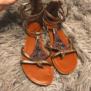 Beaded Strappy Gladiator Sandals